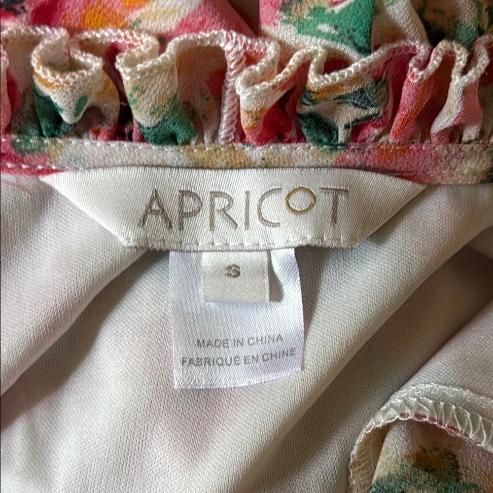 Apricot Floral Ruffle Sleeve Midi Dress Women's Size Small